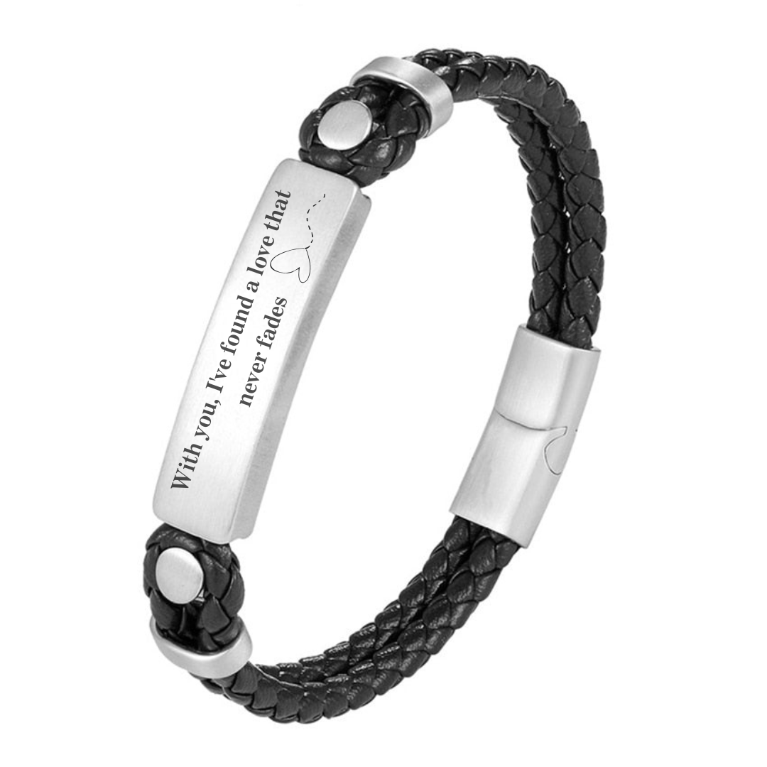 Engraveable InscribeLock Leather Bracelet