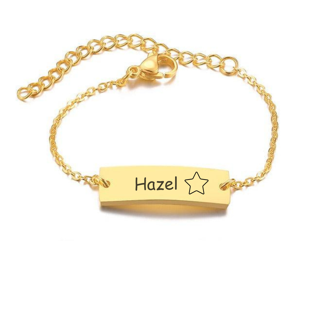 Children’s Personalised Bar Engraved Bracelet - Gold Colour