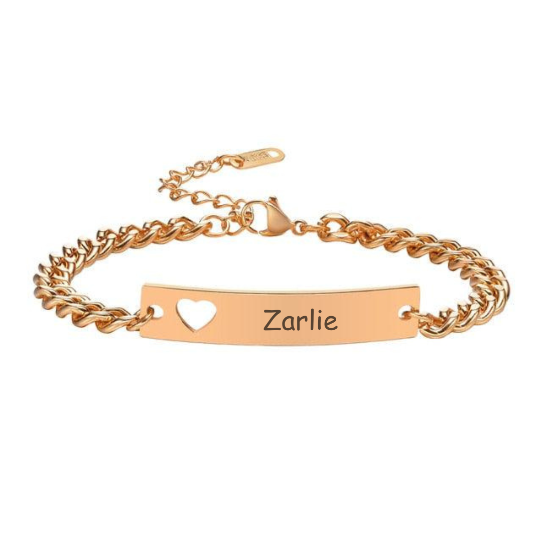 Personalised Women’s Bracelet with Hollow Heart | Rose Gold Colour