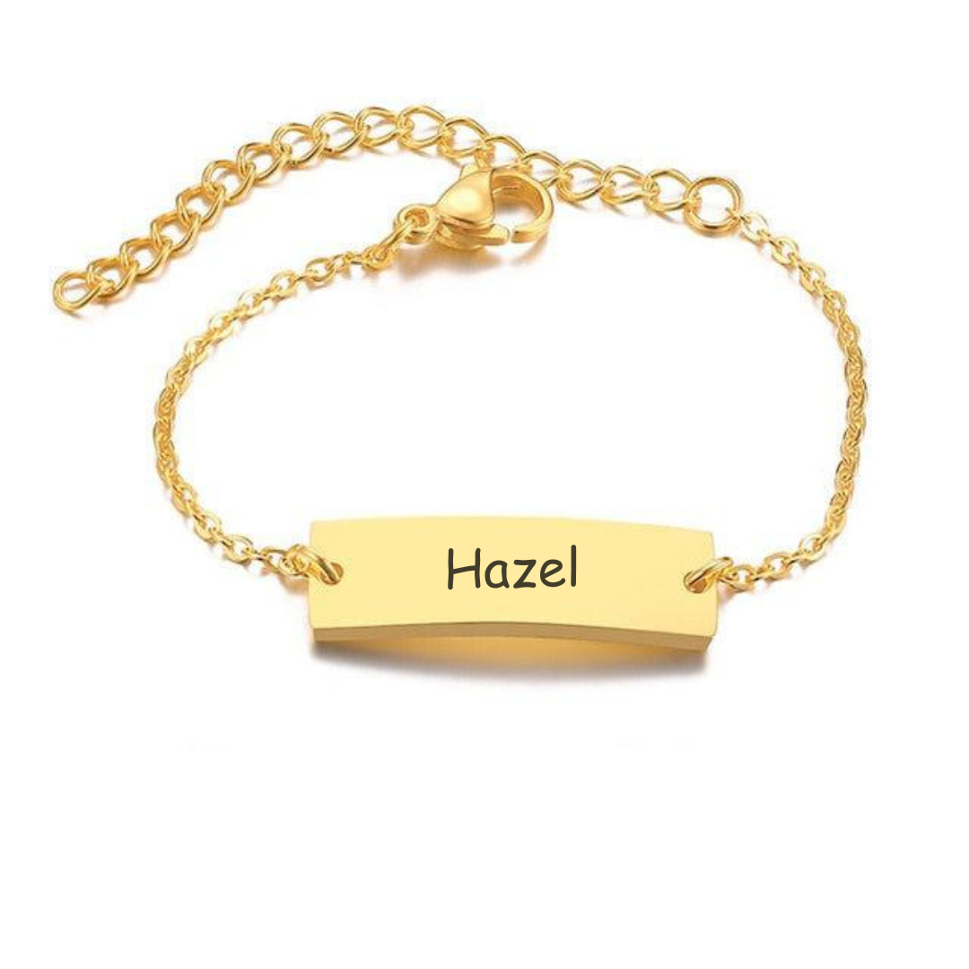 Children’s Personalised Bar Engraved Bracelet - Gold Colour