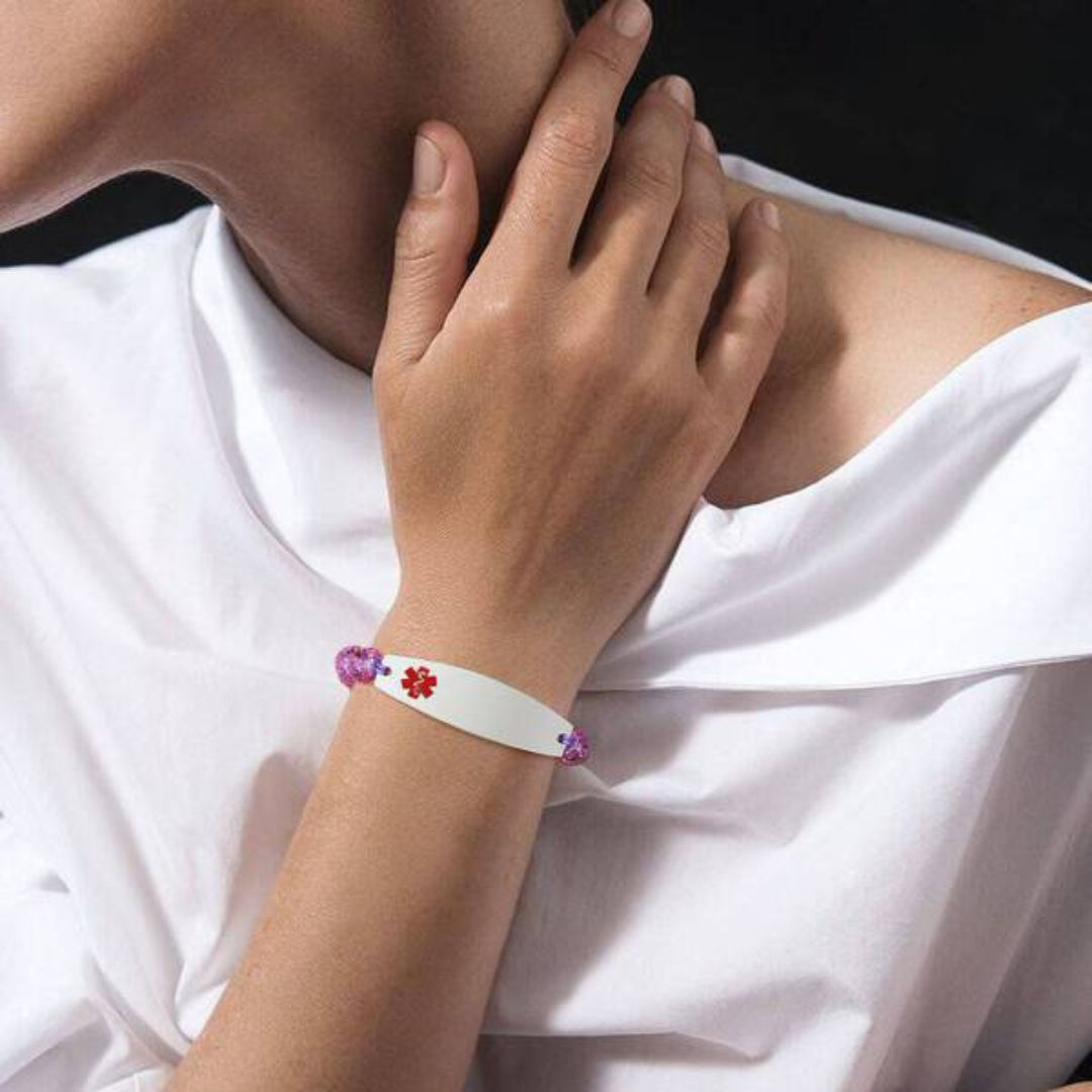 Adjustable Beads Medical Alert Bracelet