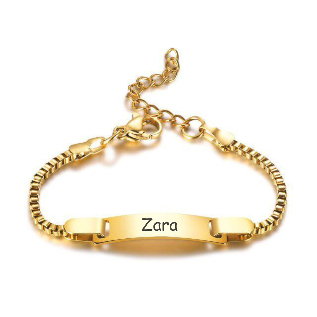 Personalised Gold Colour Child ID Bracelet