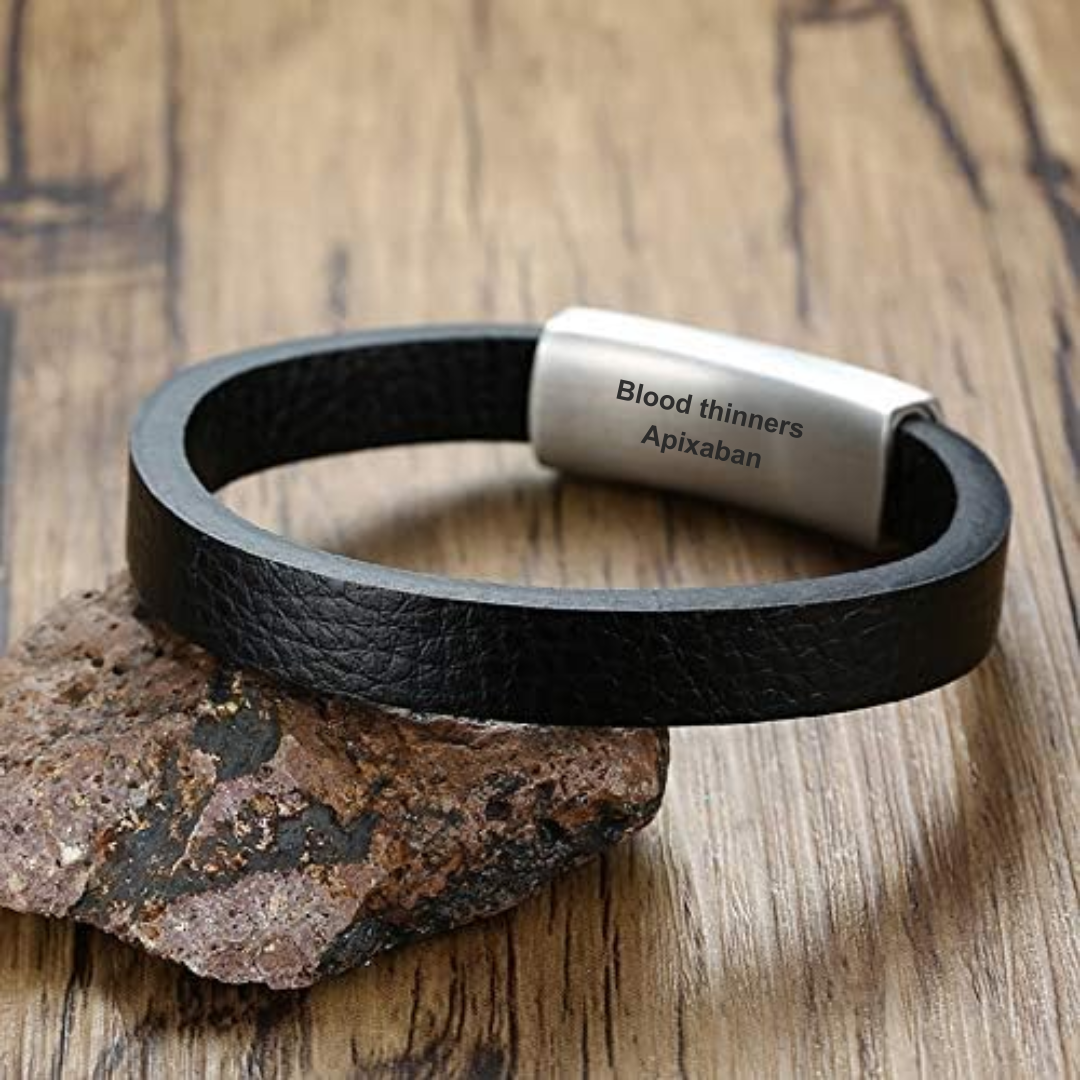 Personalised Leather Band Medical Alert Bracelet