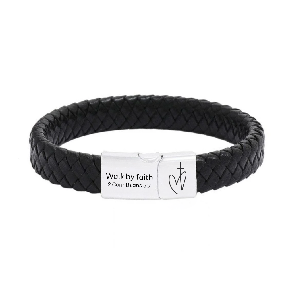 Classic Black Leather Bracelet With Silver Clasp