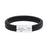 Classic Black Leather Bracelet With Silver Clasp