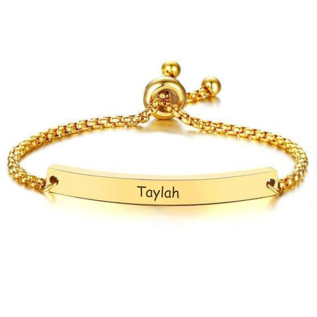 Adjustable Women Personalised Slider Bracelet in Gold Colour