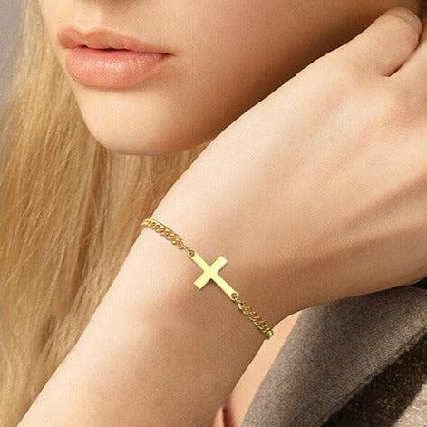 Gold cross bracelet deals womens