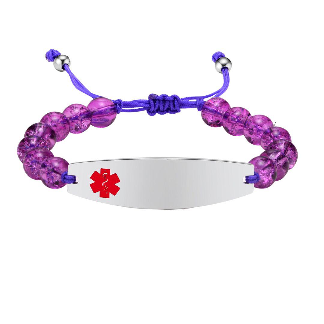 Adjustable Beads Medical Alert Bracelet