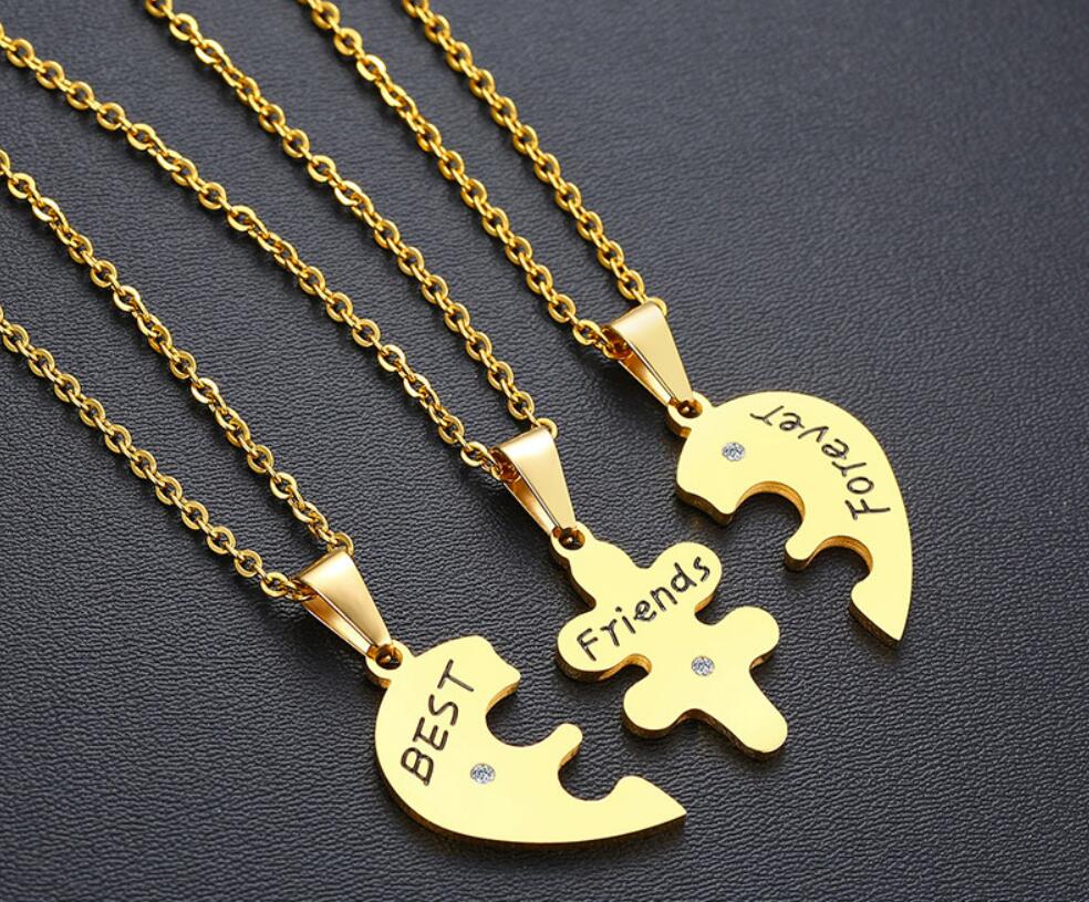 Best Friends Forever Friendship Heart Puzzle Necklace-Best Friend Necklace-Auswara