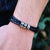 Black Braided Men Leather Bracelet with Customised Beads (Copy 08 2024)-Personalised Bracelet-Auswara