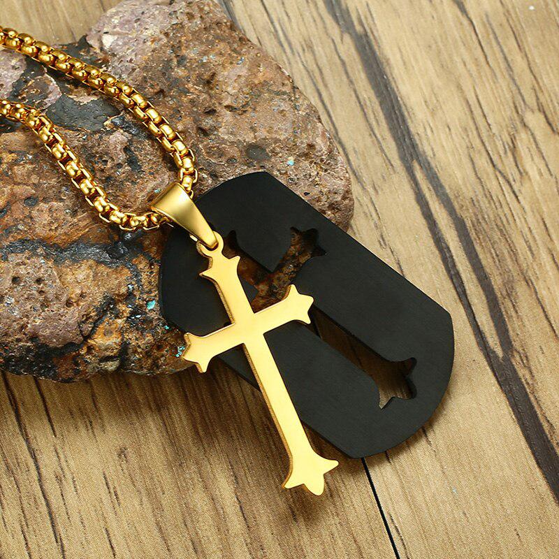 Black & Gold Cross Necklace-Cross Necklace-Auswara