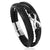 Black Infinity Leather Bracelet for Men – Custom Engraved Clasp-Personalised Bracelet-Auswara