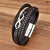 Black Infinity Leather Bracelet for Men – Custom Engraved Clasp-Personalised Bracelet-Auswara