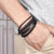 Black Infinity Leather Bracelet for Men – Custom Engraved Clasp-Personalised Bracelet-Auswara