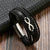 Black Infinity Leather Bracelet for Men – Custom Engraved Clasp-Personalised Bracelet-Auswara