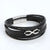 Black Infinity Leather Bracelet for Men – Custom Engraved Clasp-Personalised Bracelet-Auswara