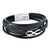 Black Infinity Leather Bracelet for Men – Custom Engraved Clasp-Personalised Bracelet-Auswara