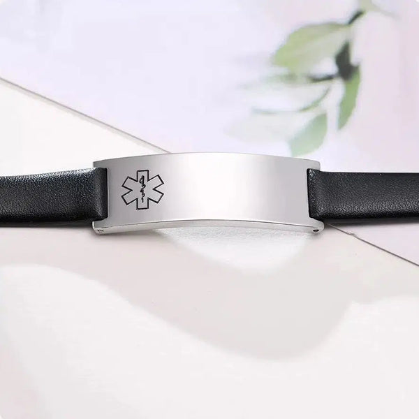 Leather medical deals alert bracelets