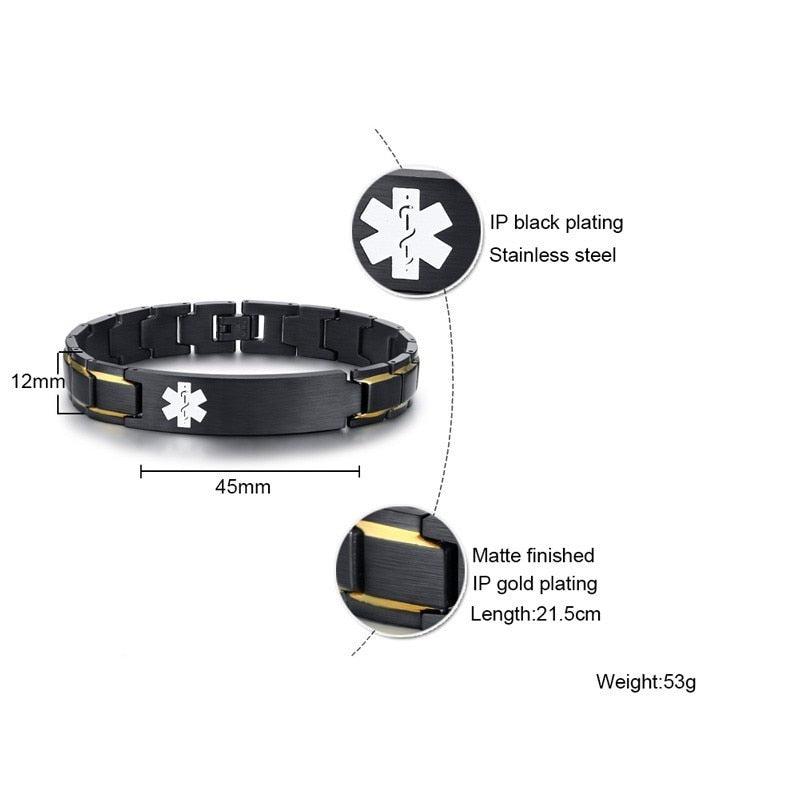 MD1468-69B Unisex Silicone Black Plate Medical Sport ID Bracelet Custo –  Med AboutYou 2
