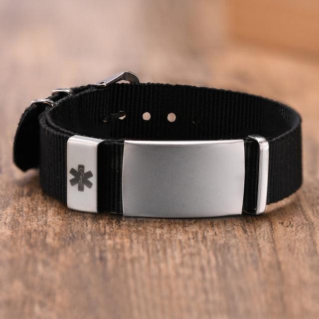 Black Medical ID Alert Mesh Band-Medical ID Bracelet-Auswara