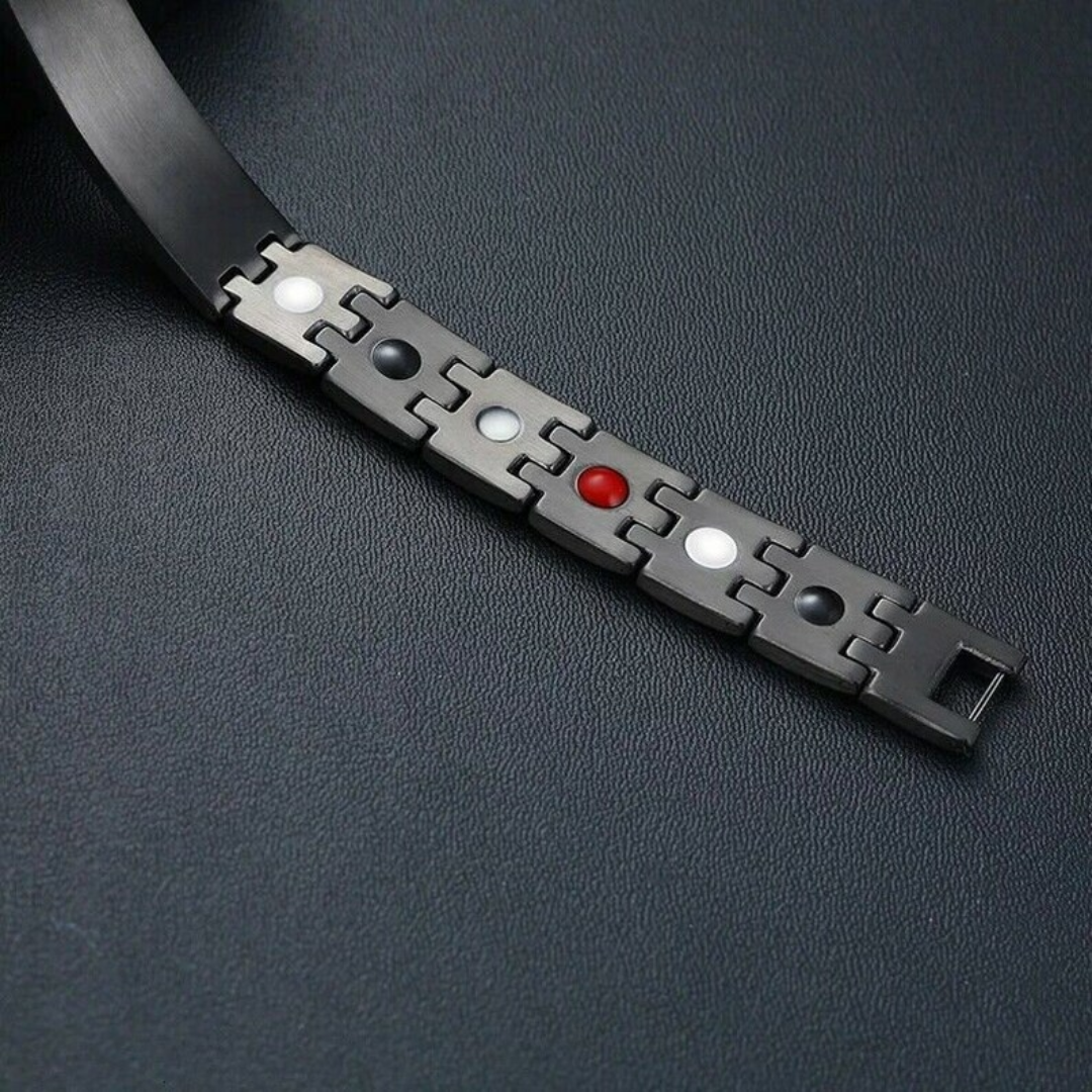 Black Stainless Steel Medical Alert ID Bracelet for Men