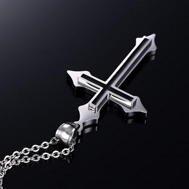 Black and Silver Cross Necklace-Cross Necklace-Auswara