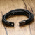 Black leather bracelet with engravable black bar-Personalised Bracelet-Auswara