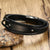 Black leather bracelet with engravable black bar-Personalised Bracelet-Auswara