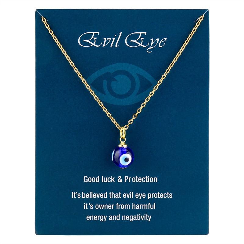 Blue evil deals eye necklace gold