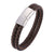 Brown Double Braided Personalised Leather Bracelet-Personalised Bracelet-Auswara