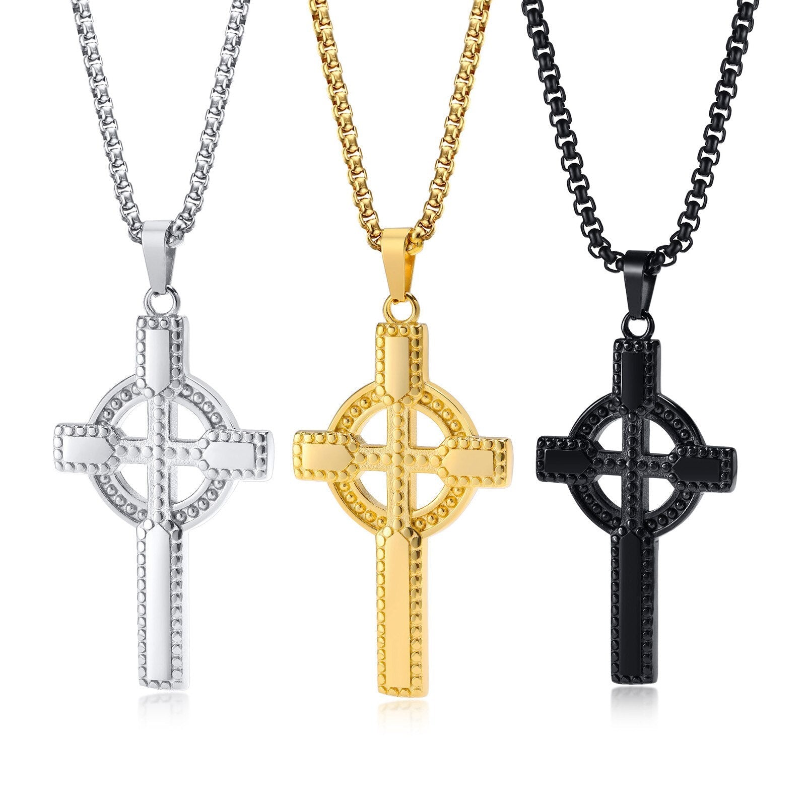 Celtic Cross Chain Necklace-Cross Necklace-Auswara