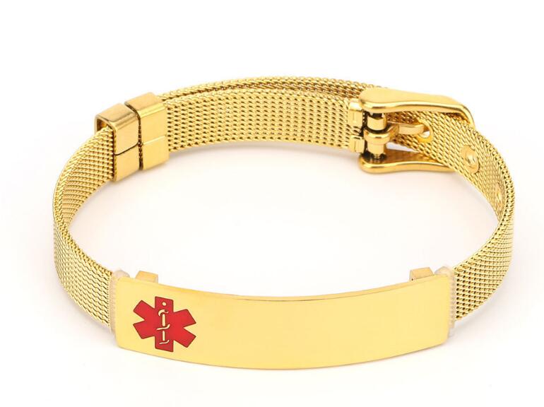 Chic Gold Mesh Medical ID Bracelet-Medical ID Bracelet-Auswara