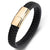 Classic Black Leather Bracelet With Gold Clasp-Personalised Bracelet-Auswara