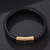 Luxe Black Leather Bracelet with Custom Gold Clasp