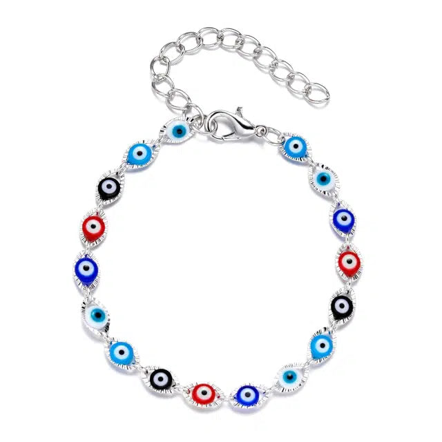 Coloured Evil Eye Chain Bracelet-Evil Eye Bracelet-Auswara