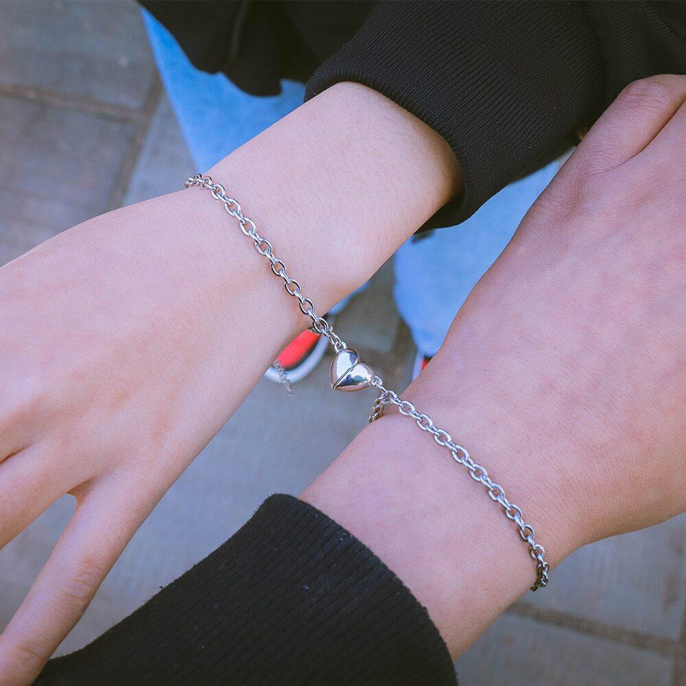 Couples Magnetic Heart Charm Bracelets-Couple Bracelet-Auswara