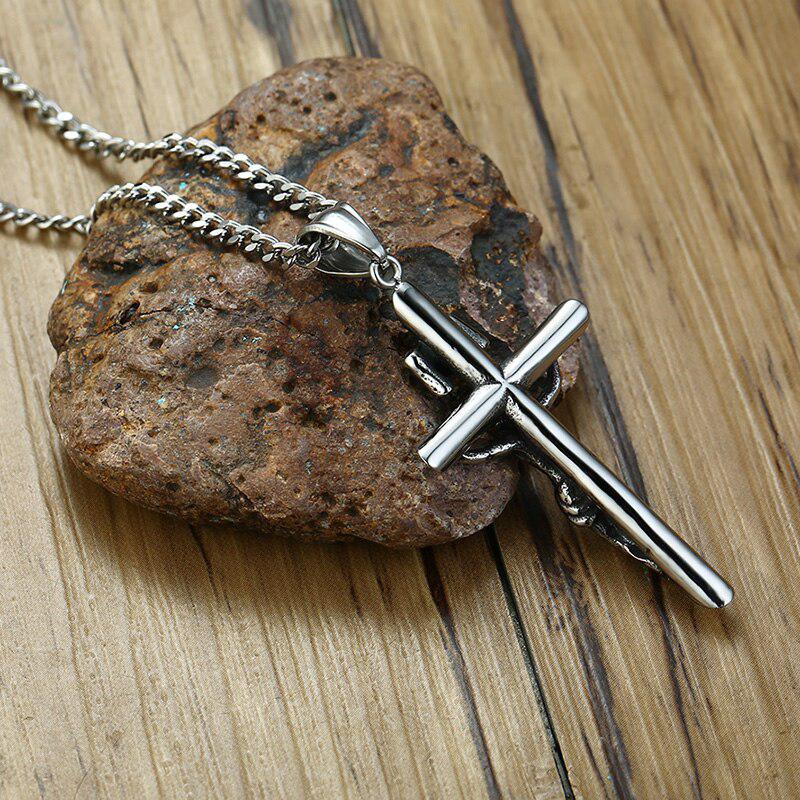 Crucifix Pendant Necklace in Silver Colour-Cross Necklace-Auswara