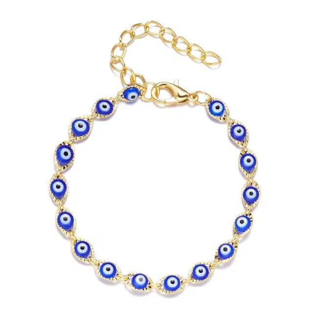 Dark Blue Evil Eye Chain Bracelet-Evil Eye Bracelet-Auswara