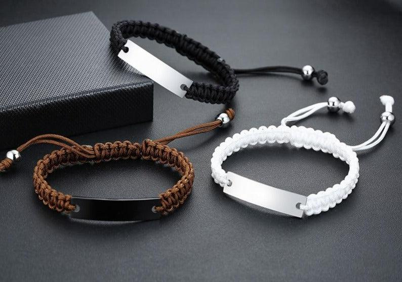 Engravable Braided Bracelet for Men-Personalised Bracelet-Auswara