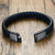 Engravable Braided Leather Bracelet with Black Bar-Personalised Bracelet-Auswara