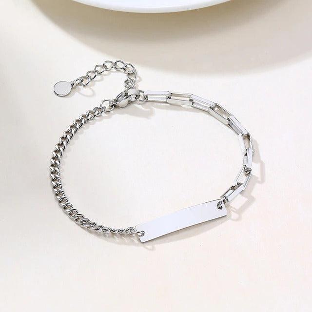 Engravable Stainless Steel Women Chain Bracelet-Women Bracelets-Auswara