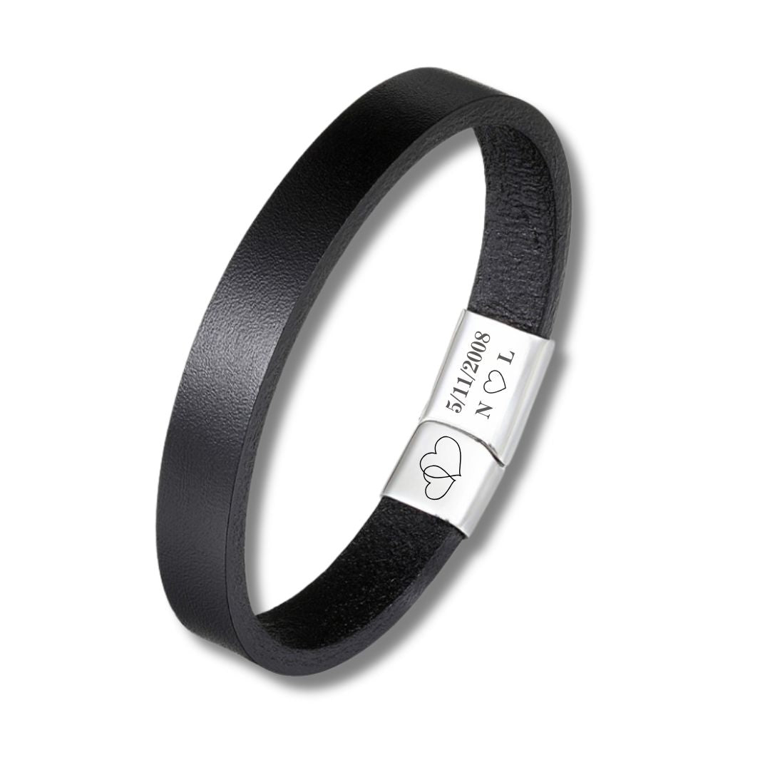 EternaLuxe Personalised Leather Band Bracelet-Personalised Bracelet-Auswara