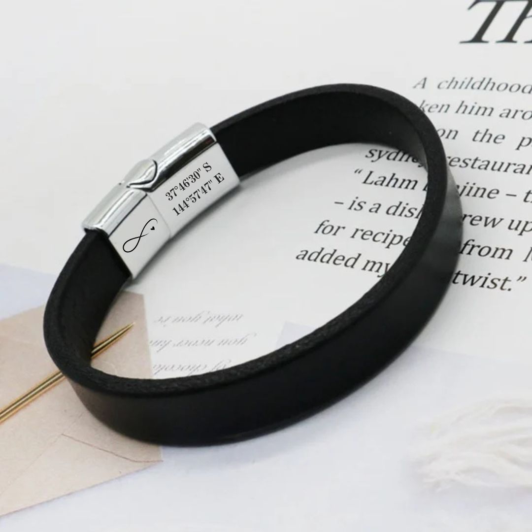 EternaLuxe Personalised Leather Band Bracelet-Personalised Bracelet-Auswara