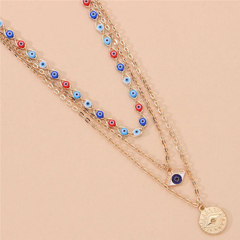 Evil Eye Multilayer Necklace-Evil Eye Necklace-Auswara