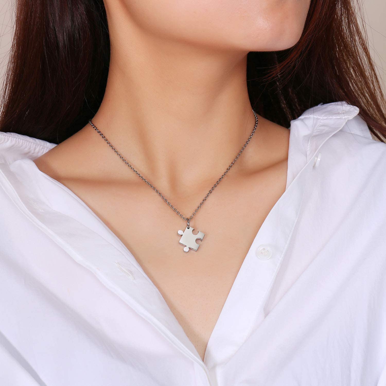 Heart Puzzle Necklace for Couples-Couples Necklace-Auswara