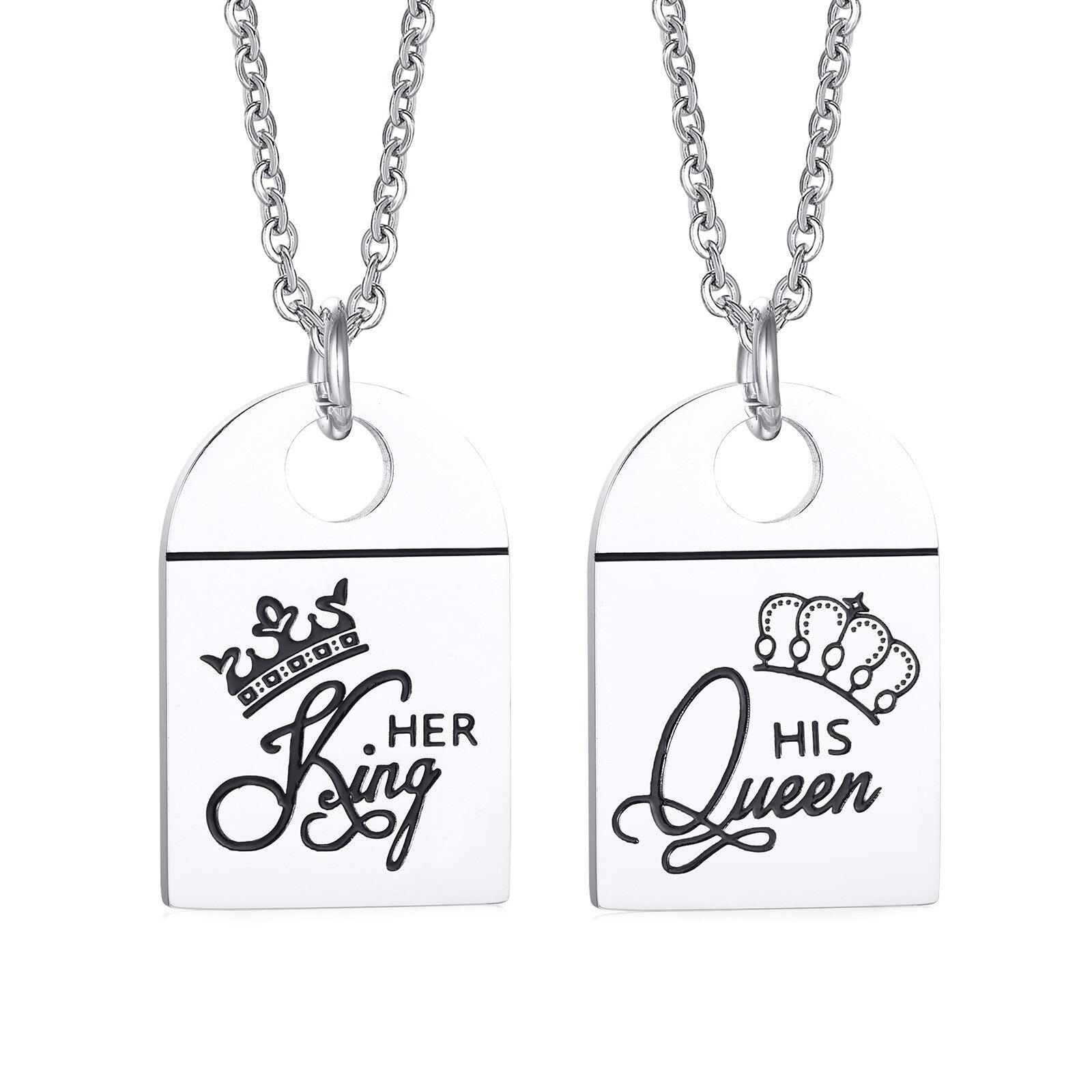 Her King & His Queen Couples Chain Necklace-Couples Necklace-Auswara