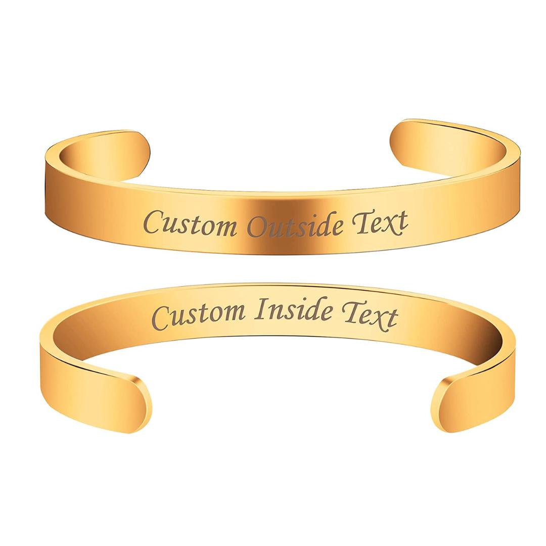 Inspirational Engraved Gold Cuff Bracelet-Personalised Bracelet-Auswara