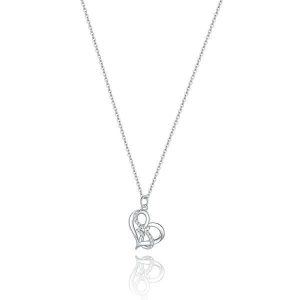 Intertwined Heart Infinity Silver Necklace-Women Necklace-Auswara