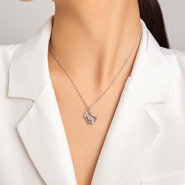 Intertwined Heart Infinity Silver Necklace-Women Necklace-Auswara