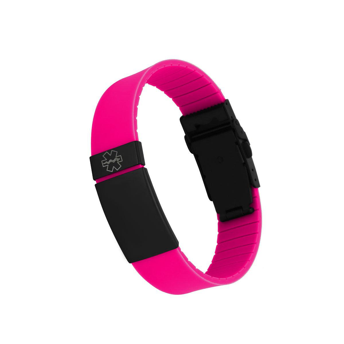 Kopo Pink Adjustable Silicone Sports Medical ID Bracelet